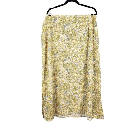 Christopher & Banks Womens Yellow Green Fern Leaf Print Maxi Skirt Size 3X NWOT - Picture 2 of 5
